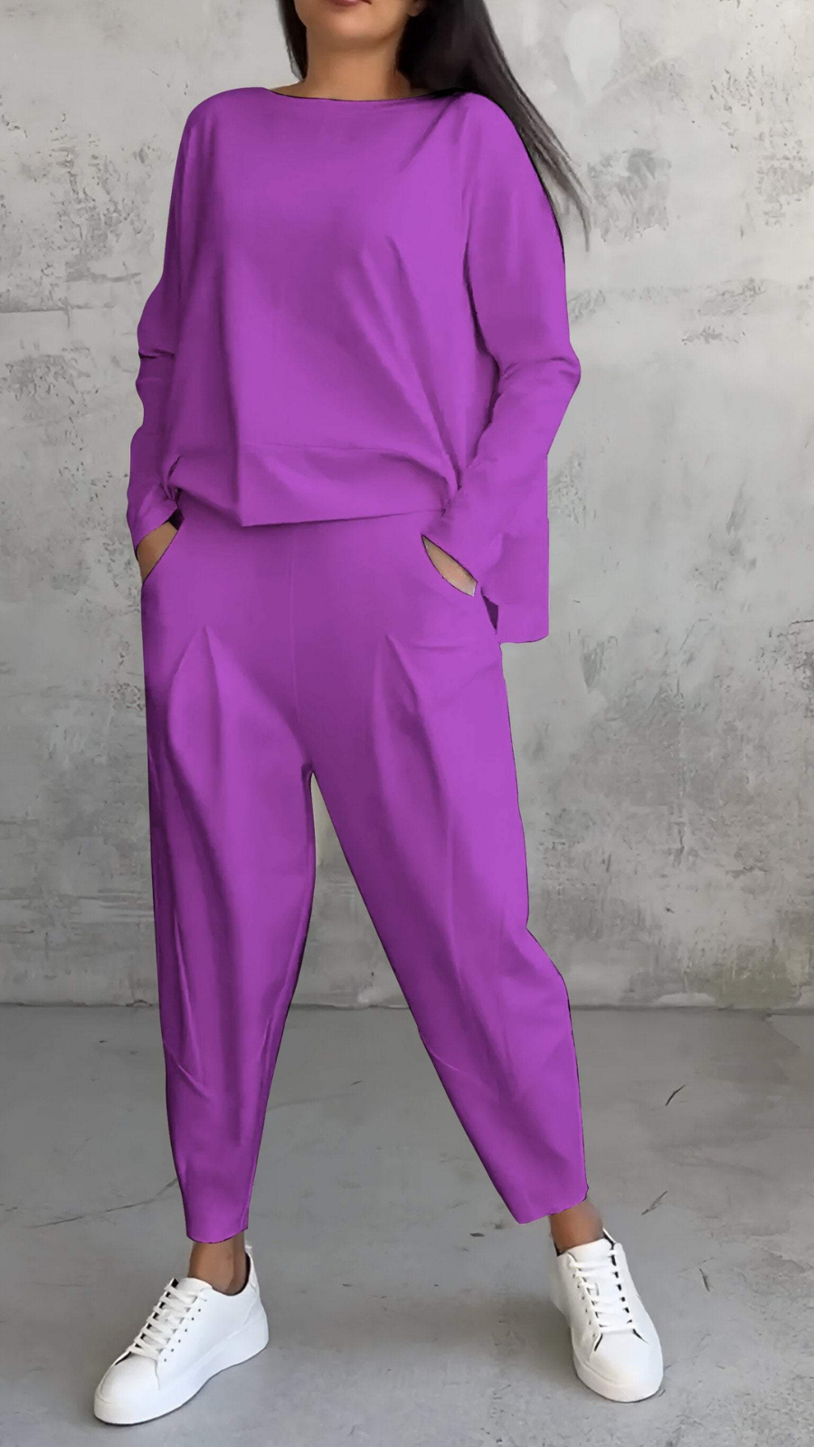 Sloane | Women's Cotton-Blend Relaxed Long-Sleeve Top & Trouser Set