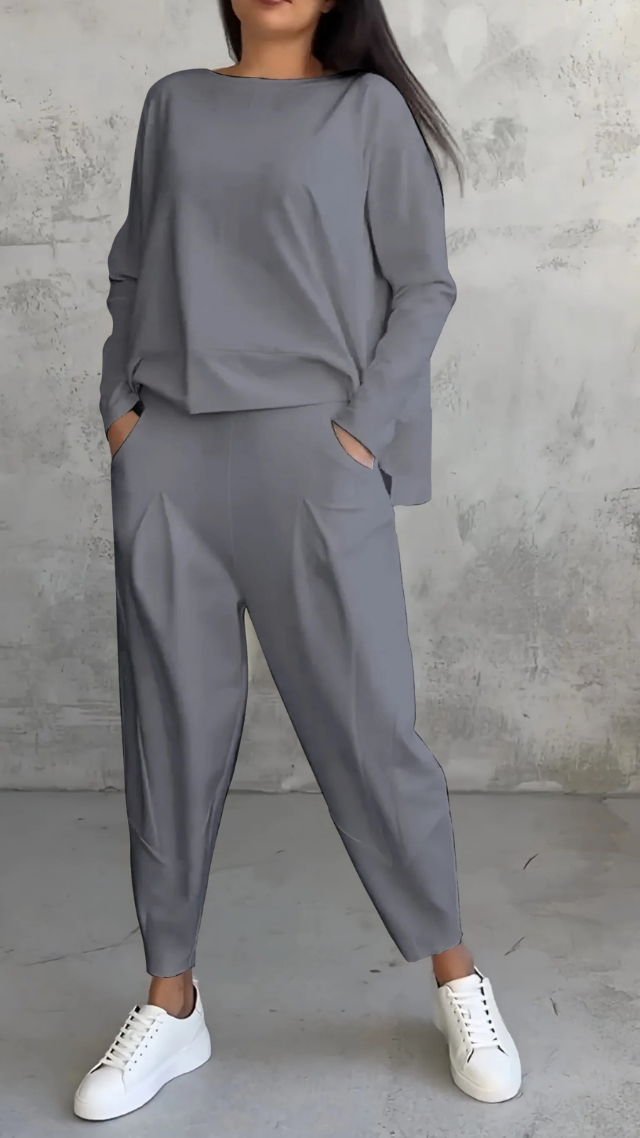 Sloane | Women's Cotton-Blend Relaxed Long-Sleeve Top & Trouser Set