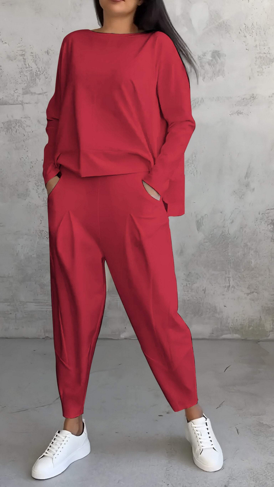 Sloane | Women's Cotton-Blend Relaxed Long-Sleeve Top & Trouser Set