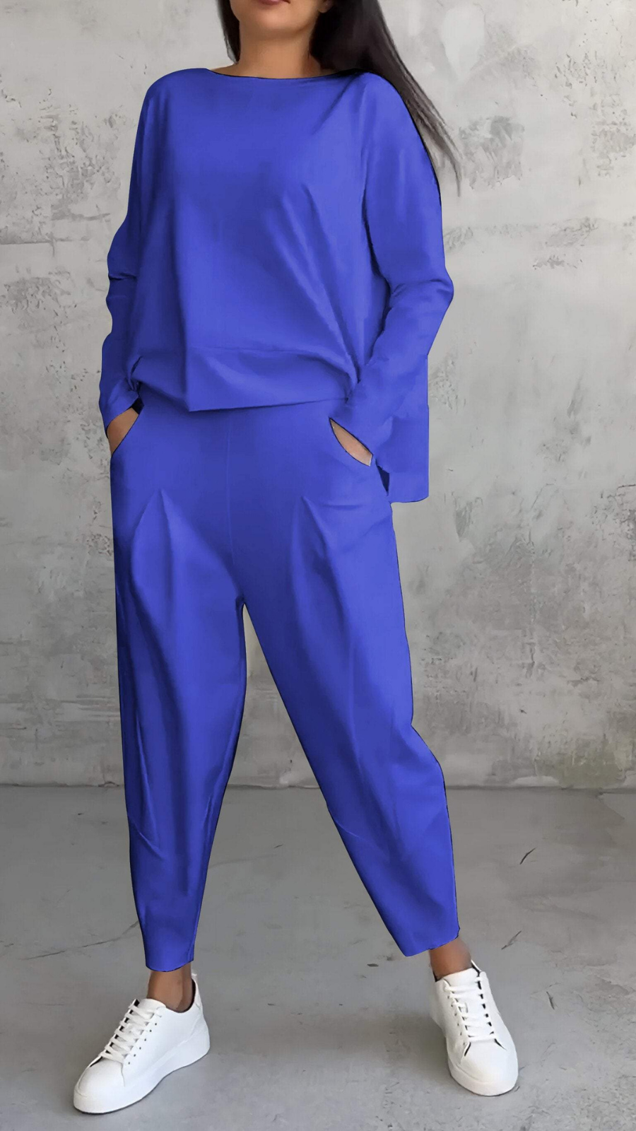 Sloane | Women's Cotton-Blend Relaxed Long-Sleeve Top & Trouser Set