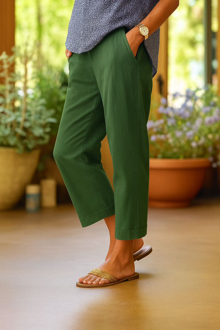 Sloane | Women's Cotton Relaxed Cropped Tapered Trousers