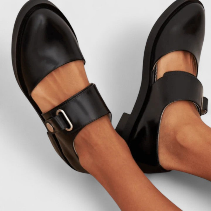 Sloane | Women's Leather Cutout Monk Strap Low Heel Shoes