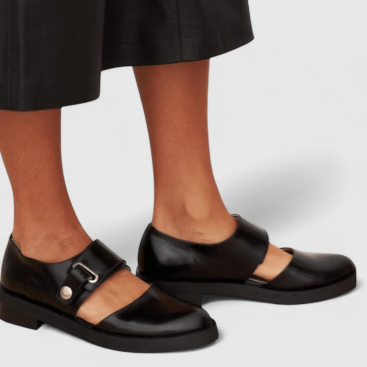 Sloane | Women's Leather Cutout Monk Strap Low Heel Shoes