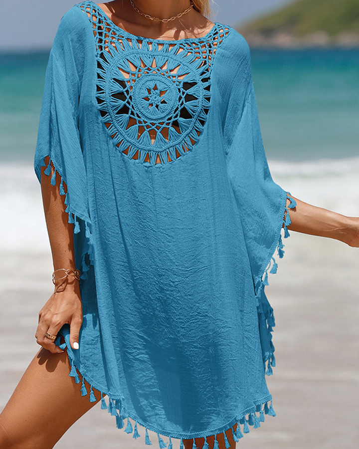 Solana | Women's Cotton Crochet Tassel Beach Cover-Up