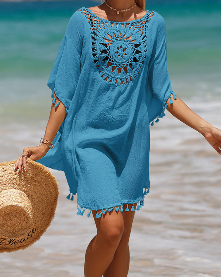 Solana | Women's Cotton Crochet Tassel Beach Cover-Up