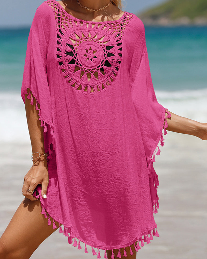 Solana | Women's Cotton Crochet Tassel Beach Cover-Up