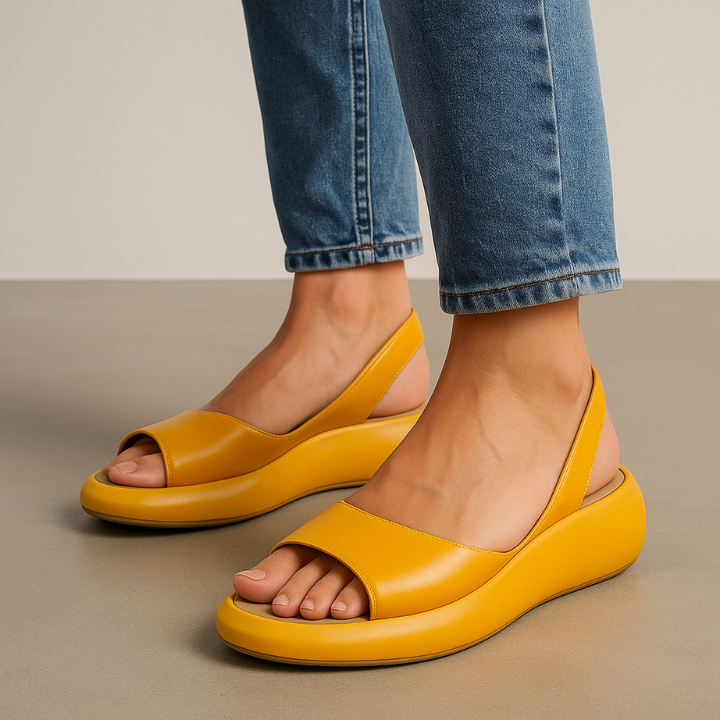 Soleil | Women's Leather Open-Toe Slingback Platform Sandals