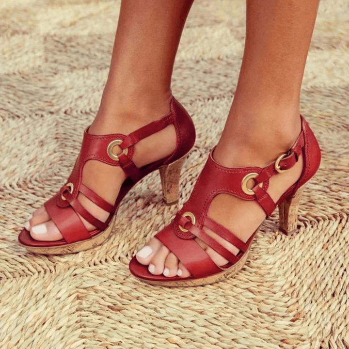 Sorrel | Women's Leather Strappy Grommet Mid Heel Sandals