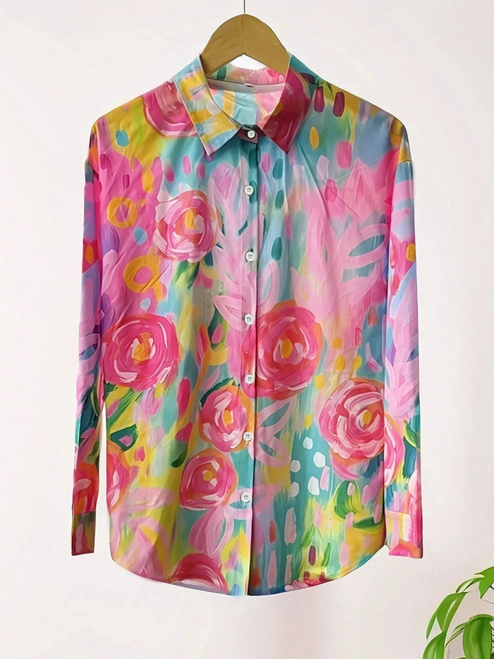Sorrel | Women's Linen Artistic Print Long-Sleeve Button-Down Blouse