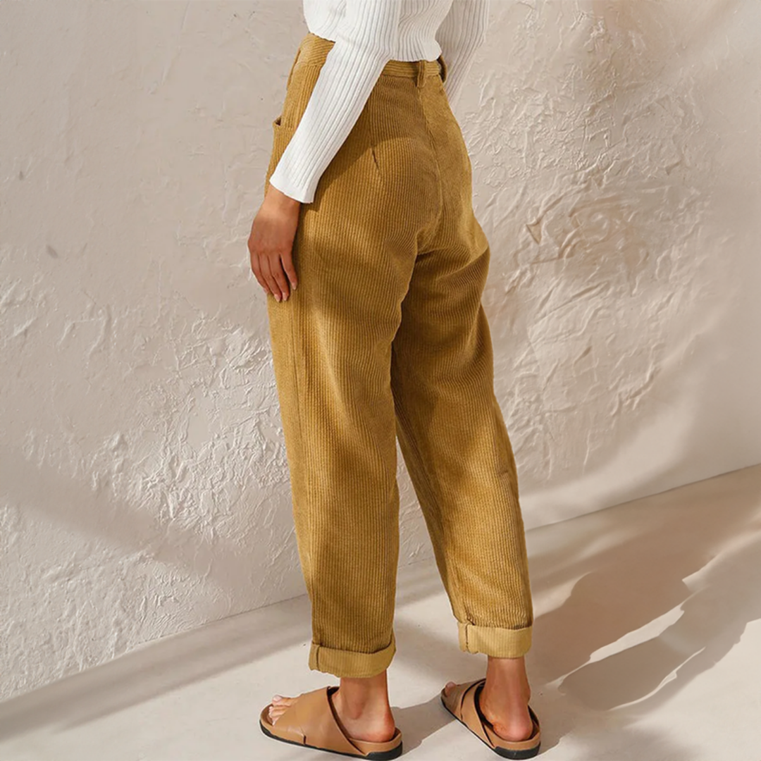 Sutton | Women's Corduroy High-Waist Pleated Tapered Pants