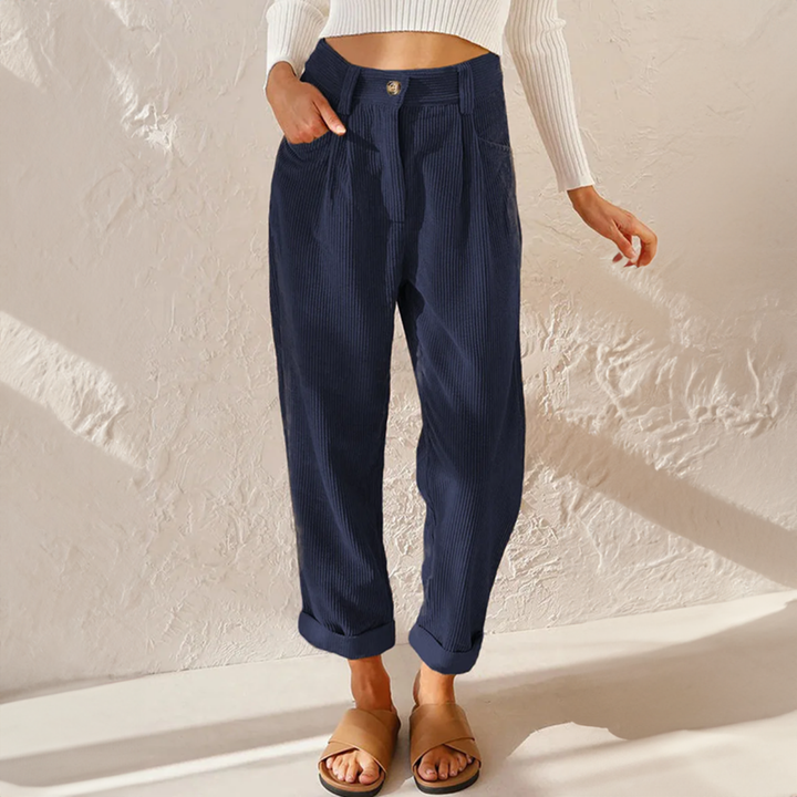 Sutton | Women's Corduroy High-Waist Pleated Tapered Pants