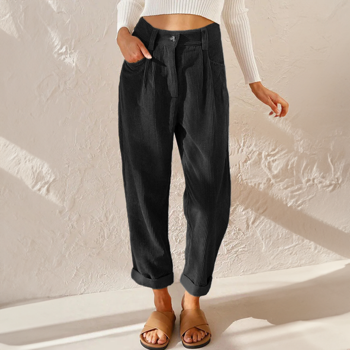 Sutton | Women's Corduroy High-Waist Pleated Tapered Pants