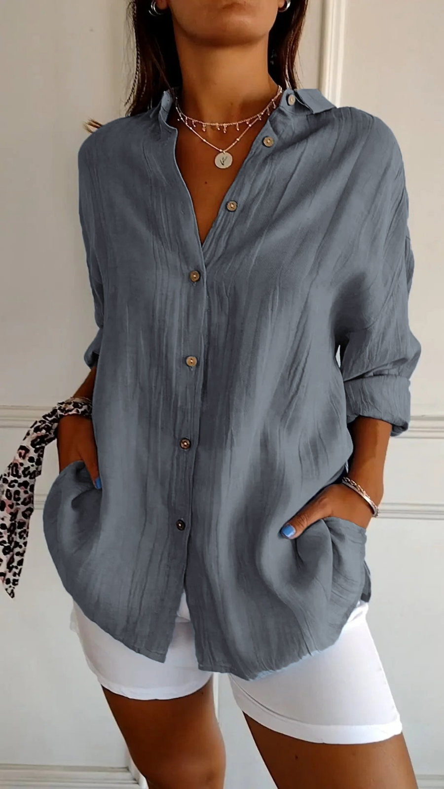 Sutton | Women's Cotton Gauze Oversized Button-Down Shirt Casual