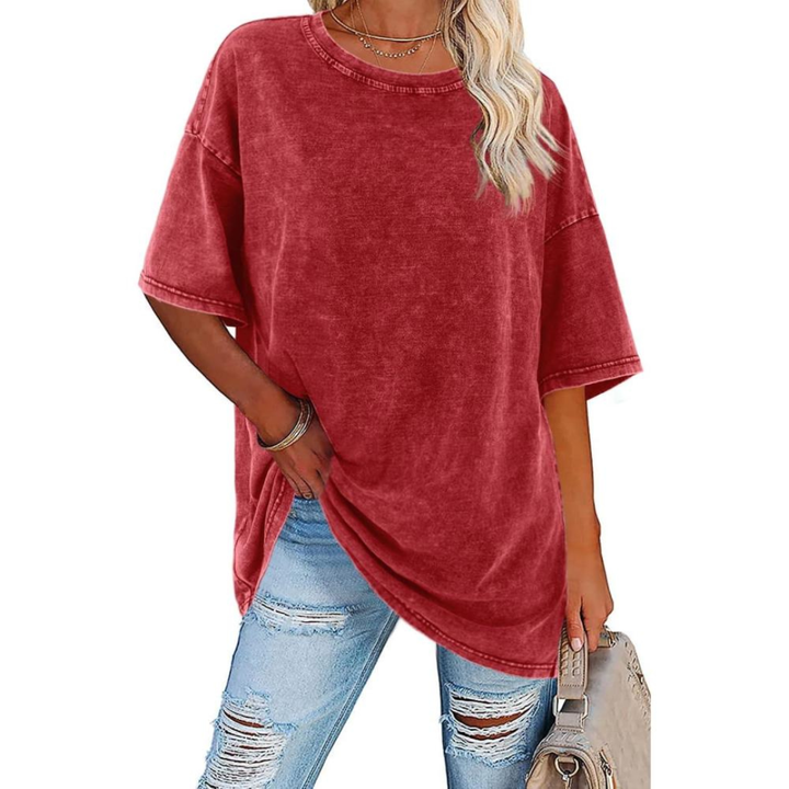 Sutton | Women's Cotton Oversized Washed Drop-Shoulder Tee