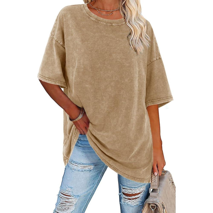 Sutton | Women's Cotton Oversized Washed Drop-Shoulder Tee
