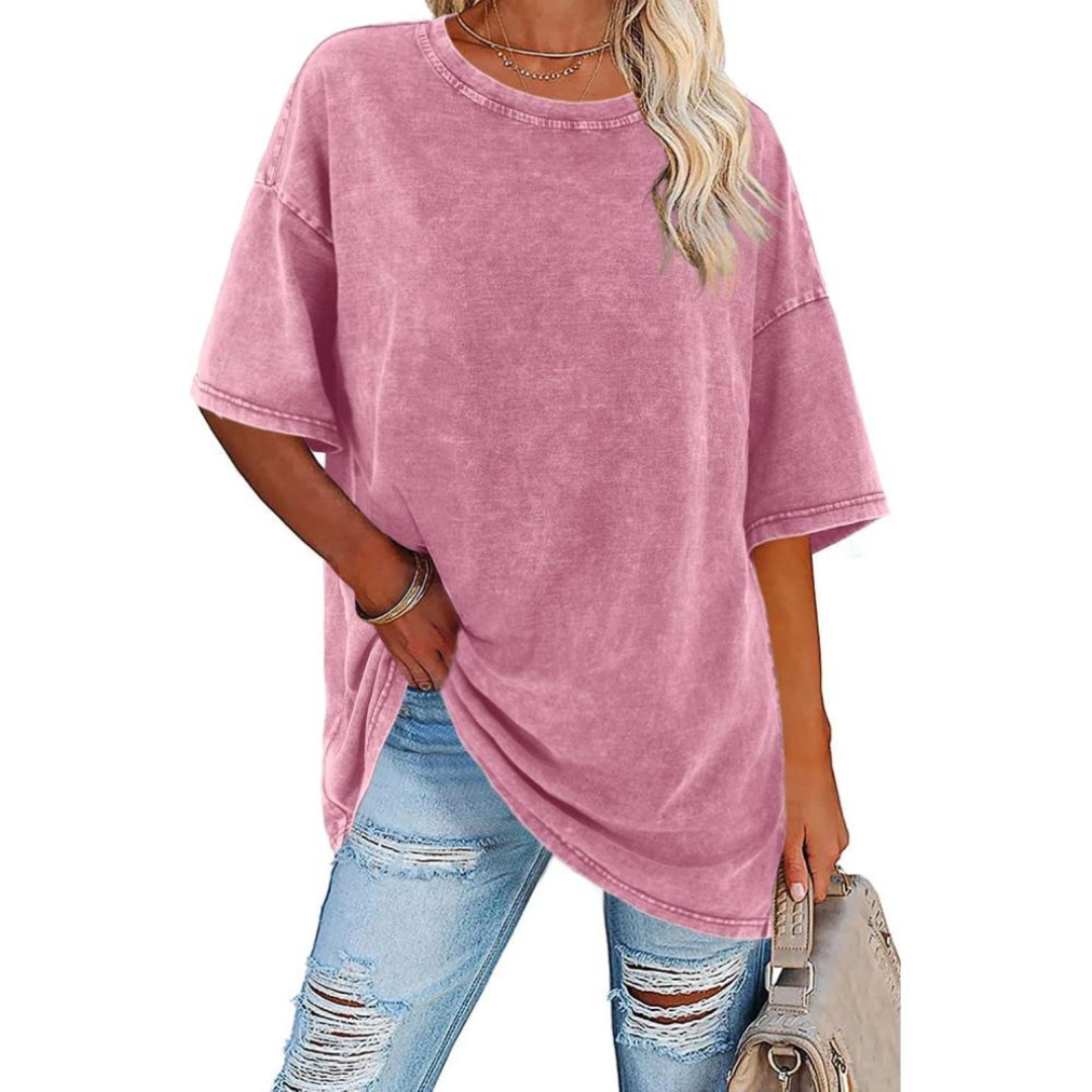 Sutton | Women's Cotton Oversized Washed Drop-Shoulder Tee