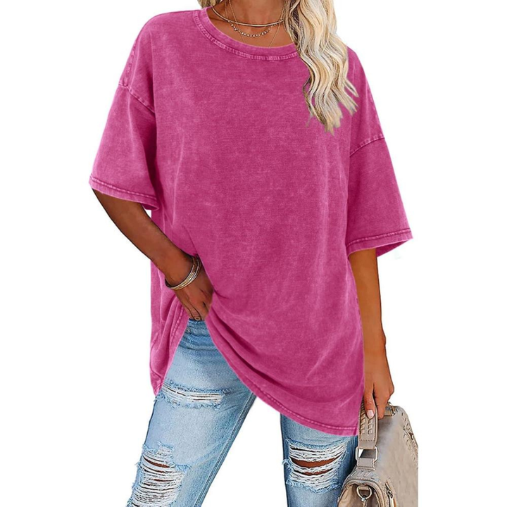 Sutton | Women's Cotton Oversized Washed Drop-Shoulder Tee