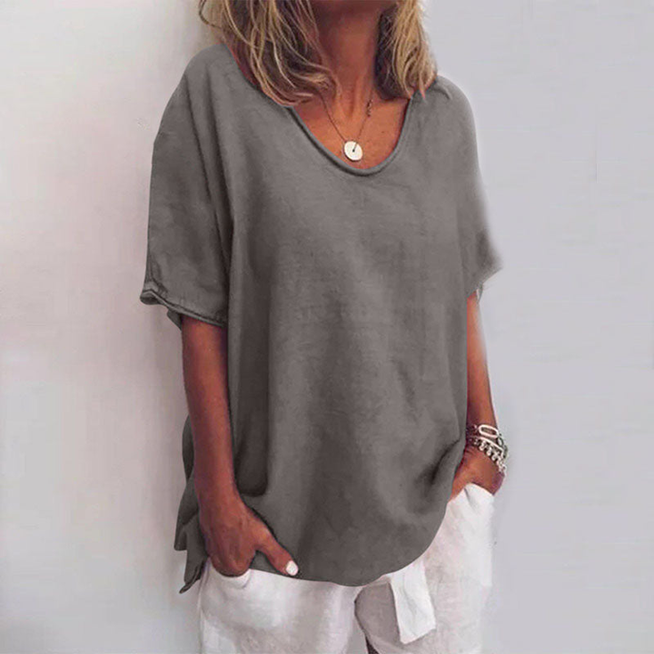 Sutton | Women's Cotton V-Neck Oversized Short Sleeve Tee