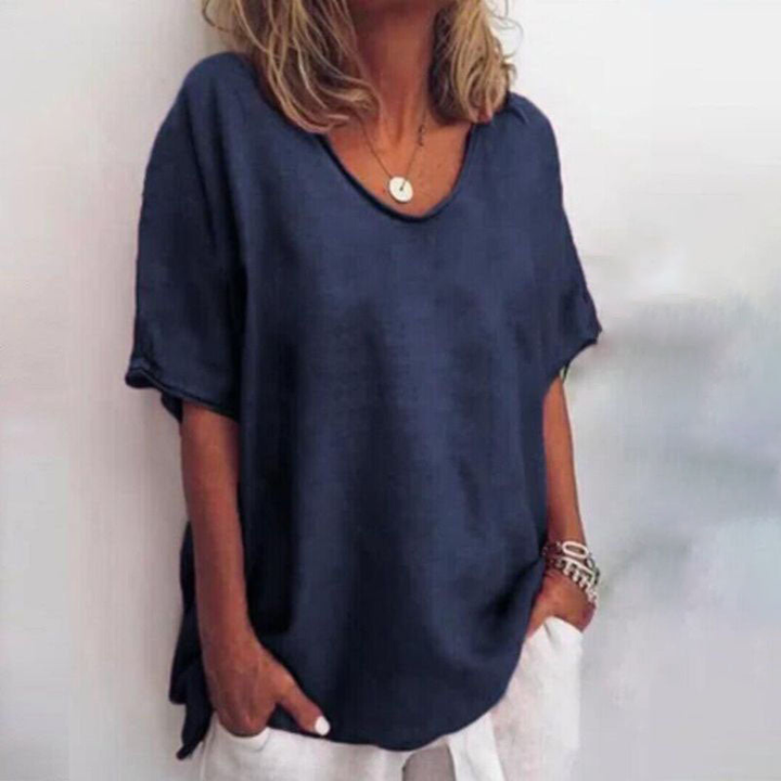 Sutton | Women's Cotton V-Neck Oversized Short Sleeve Tee
