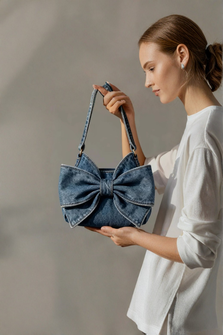 Sutton | Women's Denim Bow-Detail Shoulder Bag