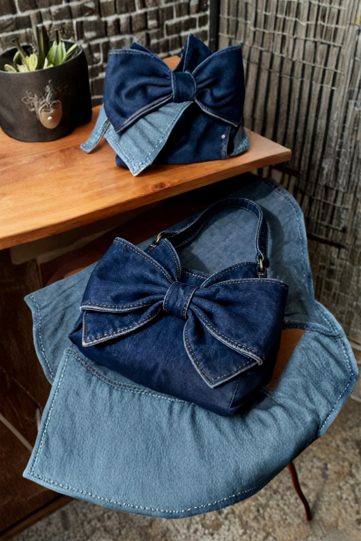 Sutton | Women's Denim Bow-Detail Shoulder Bag