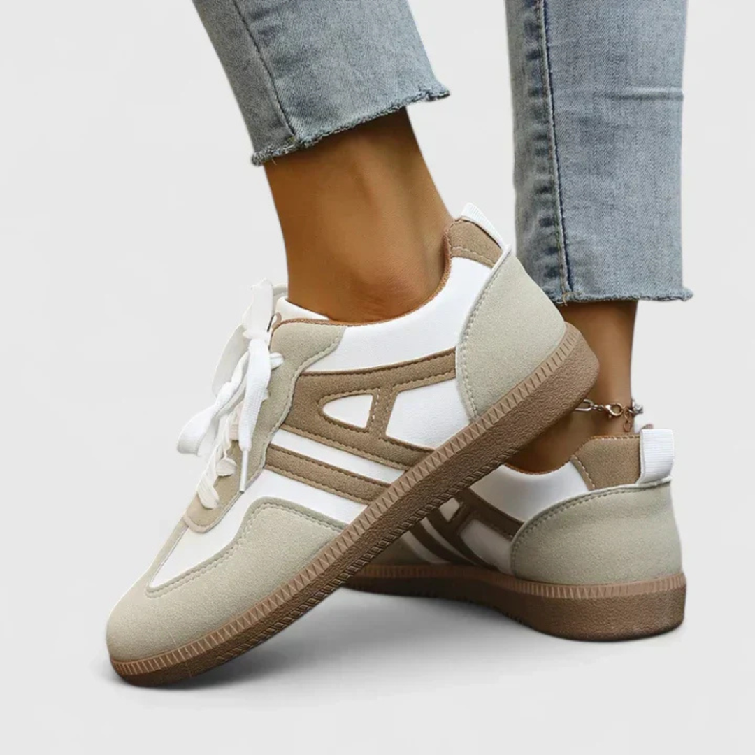 Sutton | Women's Khaki Suede Retro Lace-Up Gum-Sole Trainers