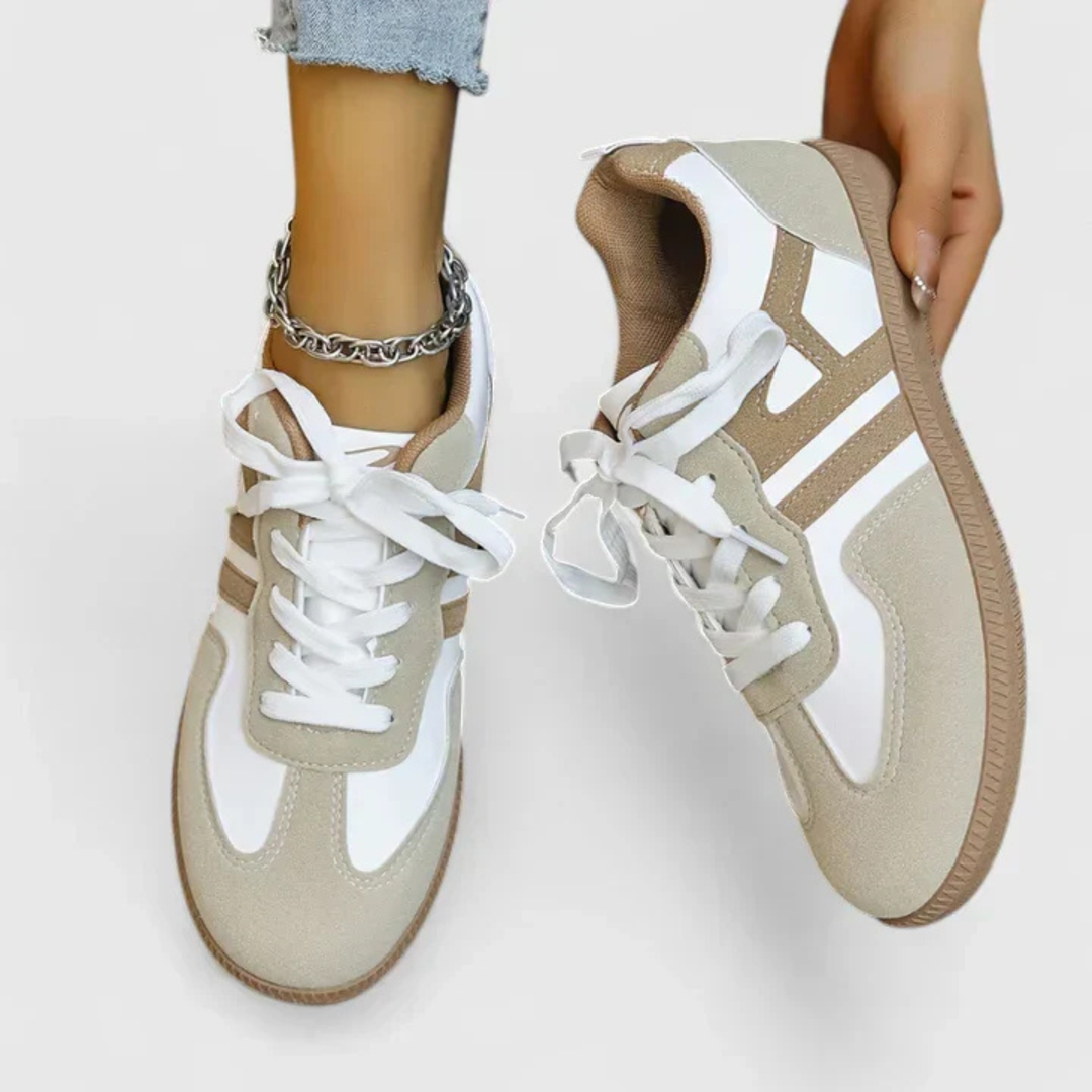 Sutton | Women's Khaki Suede Retro Lace-Up Gum-Sole Trainers