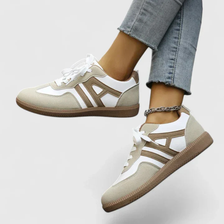 Sutton | Women's Khaki Suede Retro Lace-Up Gum-Sole Trainers