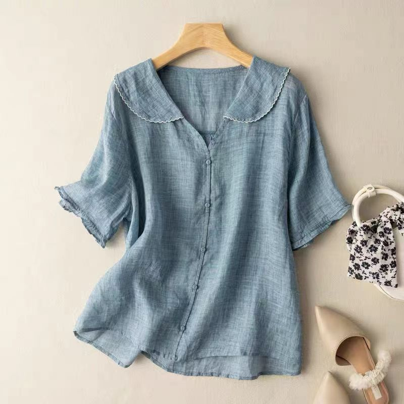 Sutton | Women's Linen Relaxed Collar Casual Blouse