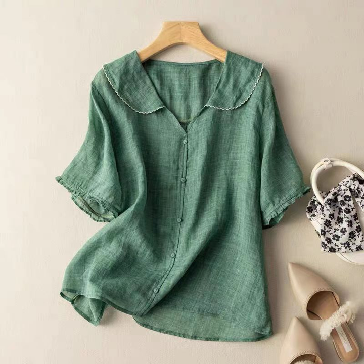 Sutton | Women's Linen Relaxed Collar Casual Blouse