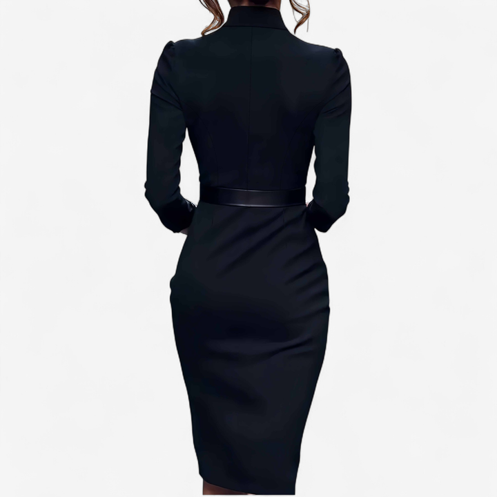 Sutton | Women's Stretch Belted V-Neck Pencil Dress Elegant
