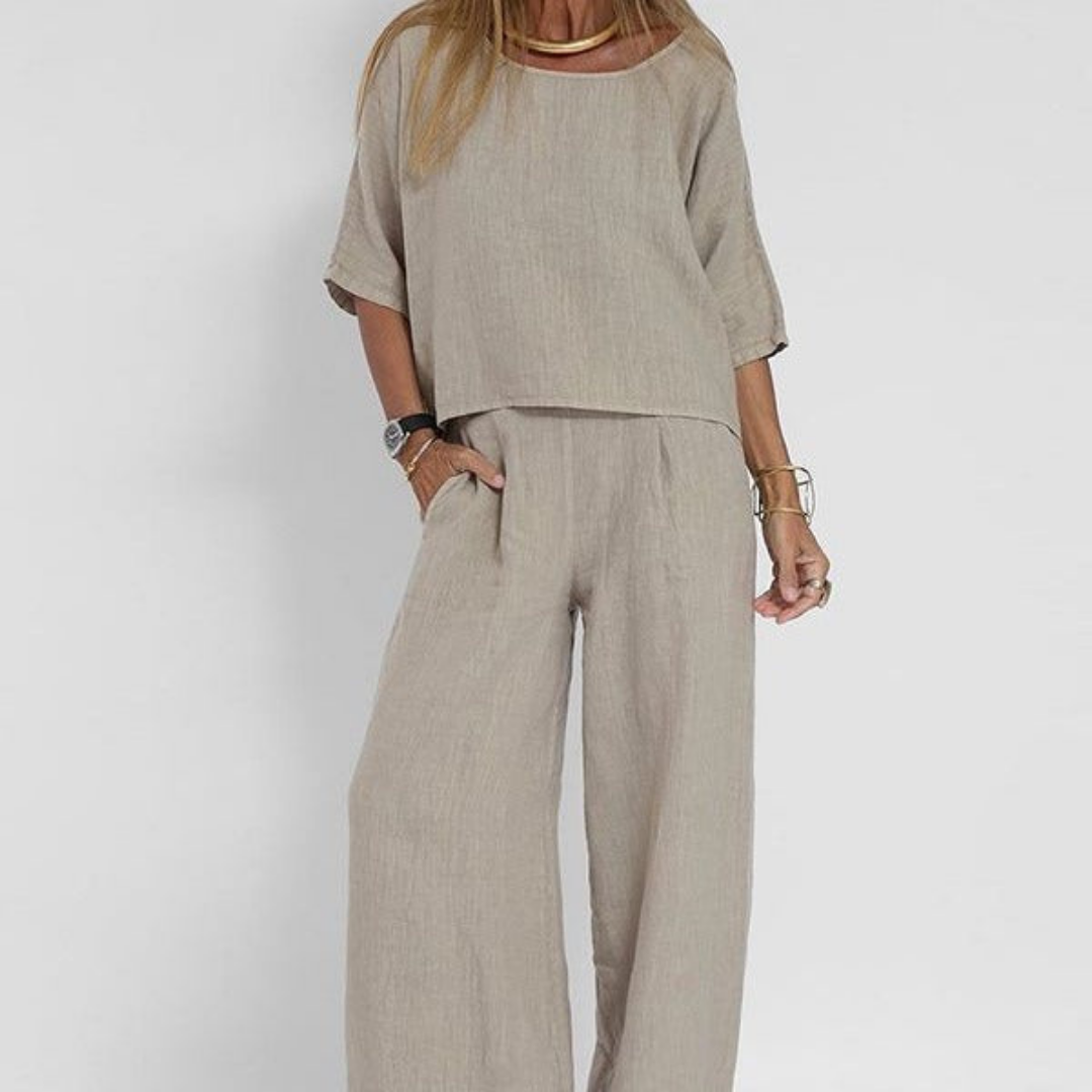 Tabitha | Women's Linen Top & Wide-Leg Trouser Co-Ord Set