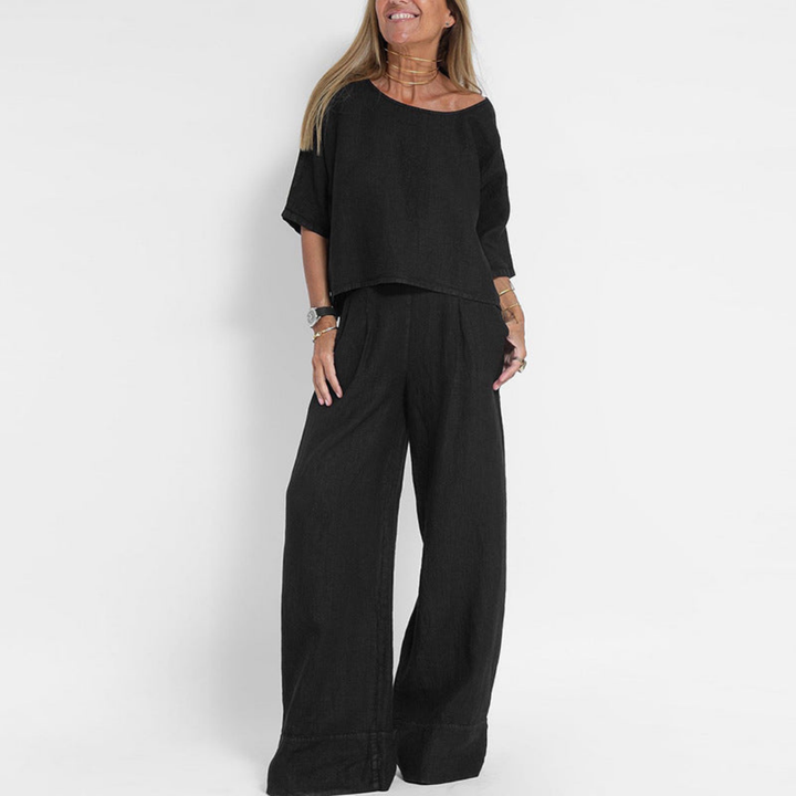 Tabitha | Women's Linen Top & Wide-Leg Trouser Co-Ord Set