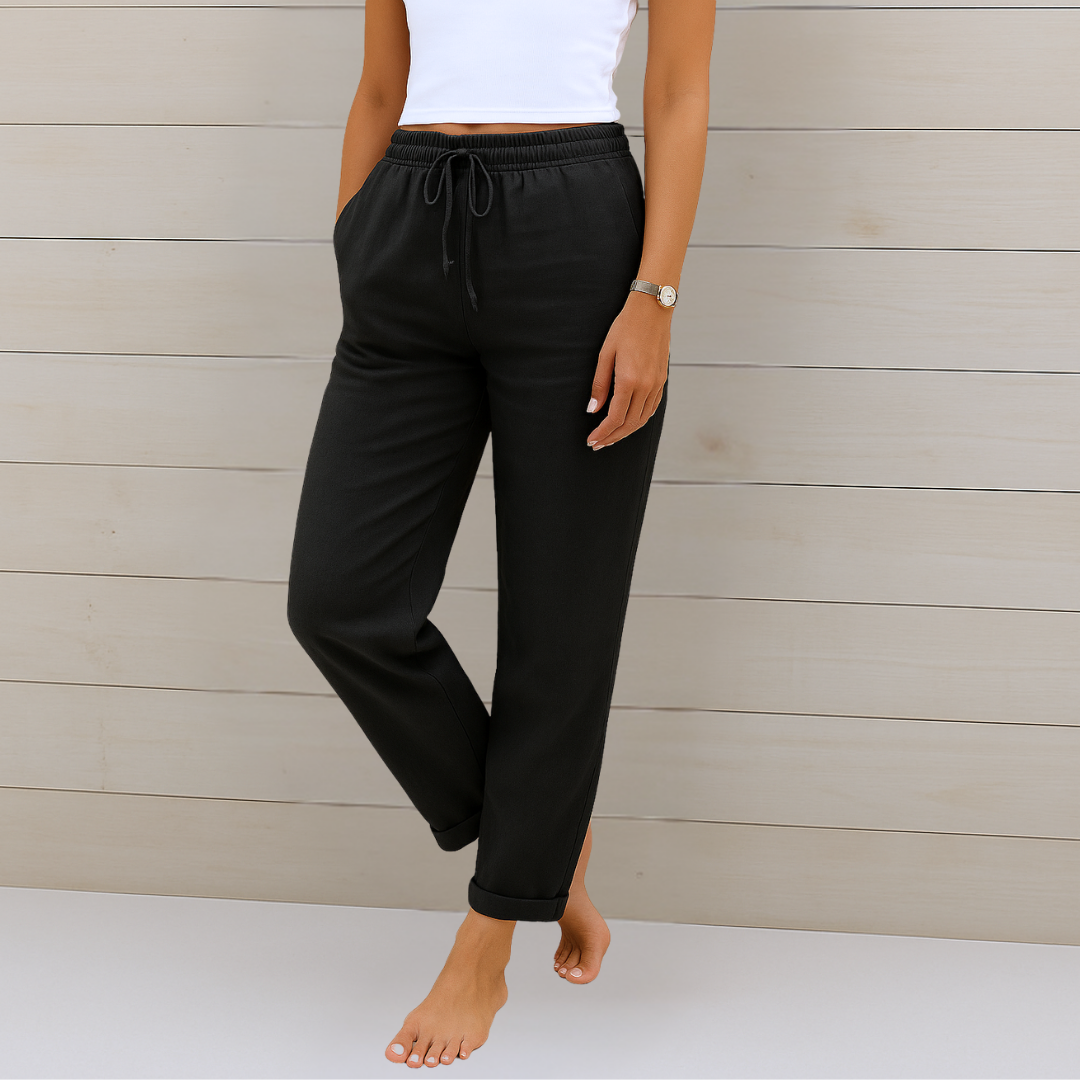 Tessa | Women's Linen Drawstring Waist Casual Straight Pants