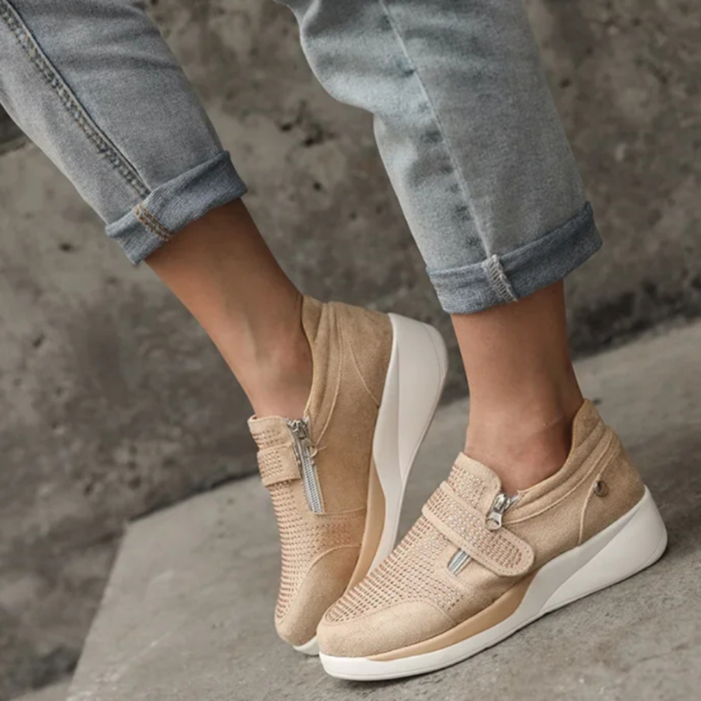 Tessa | Women's Orthopedic Breathable Wedge Zip Sneakers