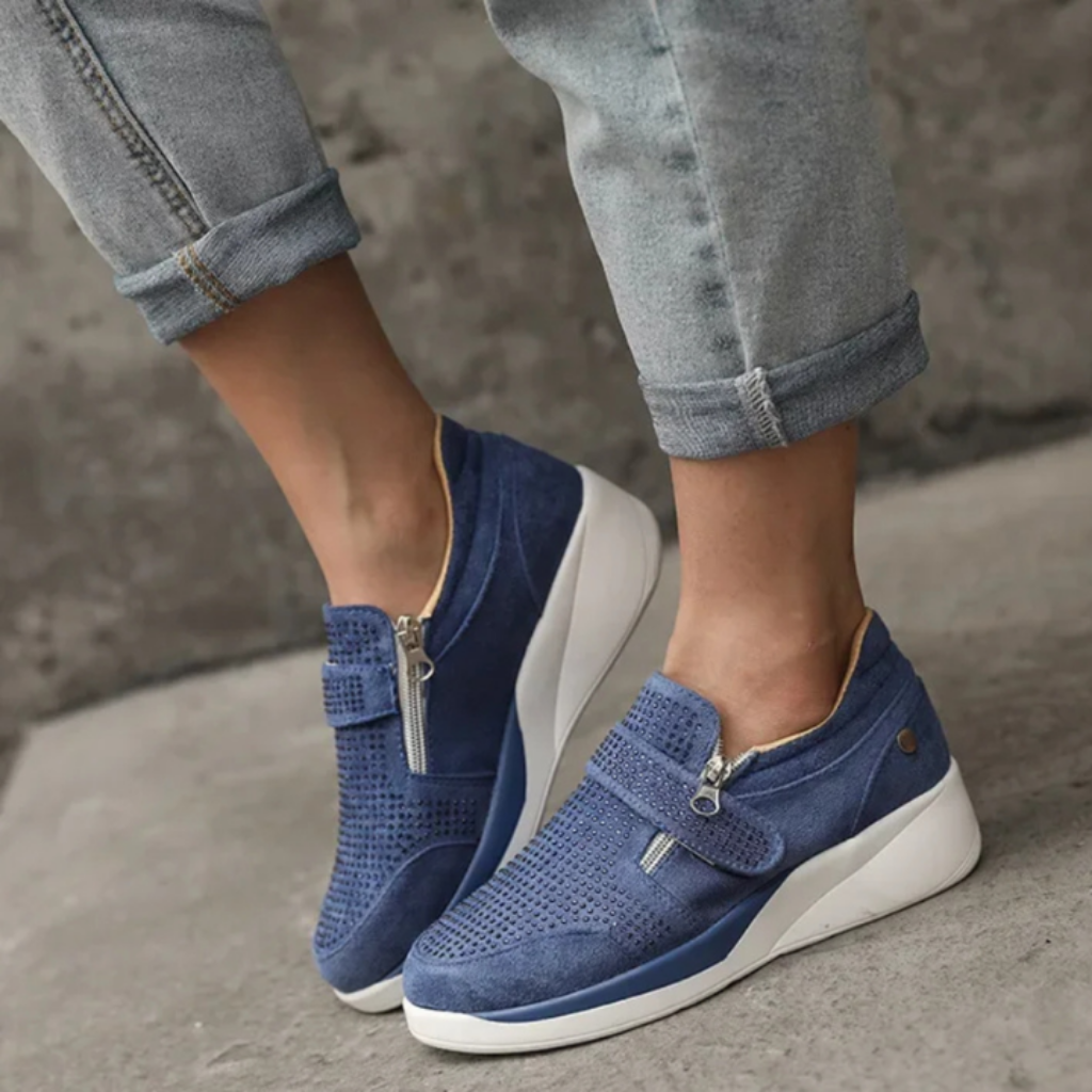 Tessa | Women's Orthopedic Breathable Wedge Zip Sneakers