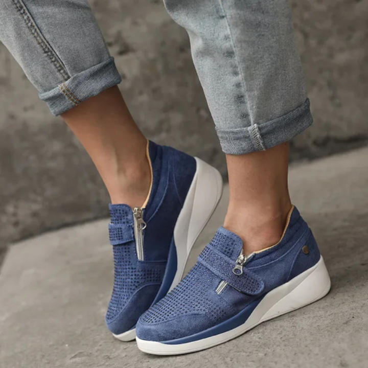 Tessa | Women's Orthopedic Breathable Wedge Zip Sneakers