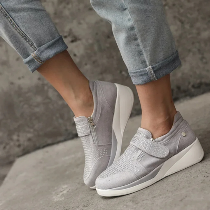 Tessa | Women's Orthopedic Breathable Wedge Zip Sneakers