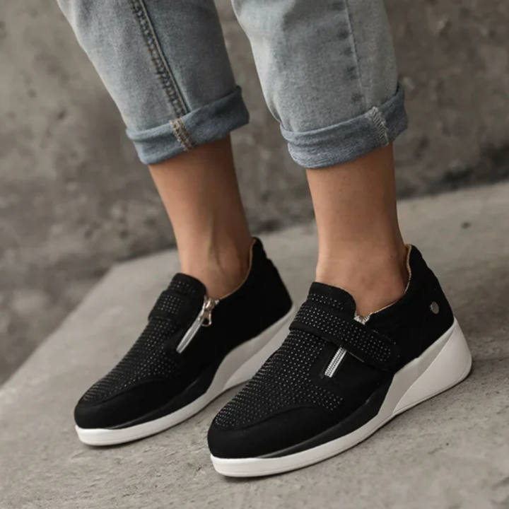 Tessa | Women's Orthopedic Breathable Wedge Zip Sneakers