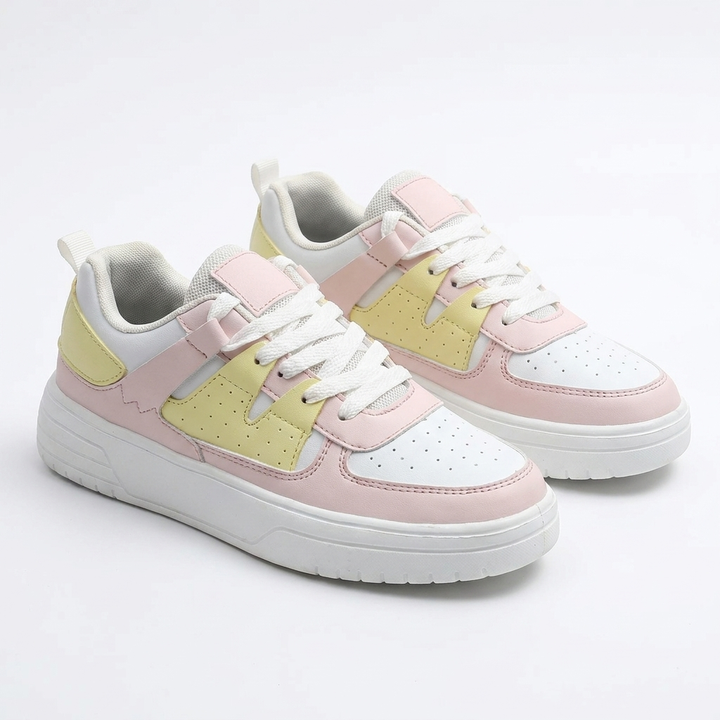 Thea | Women's Breathable Pastel Colour Block Platform Sneakers