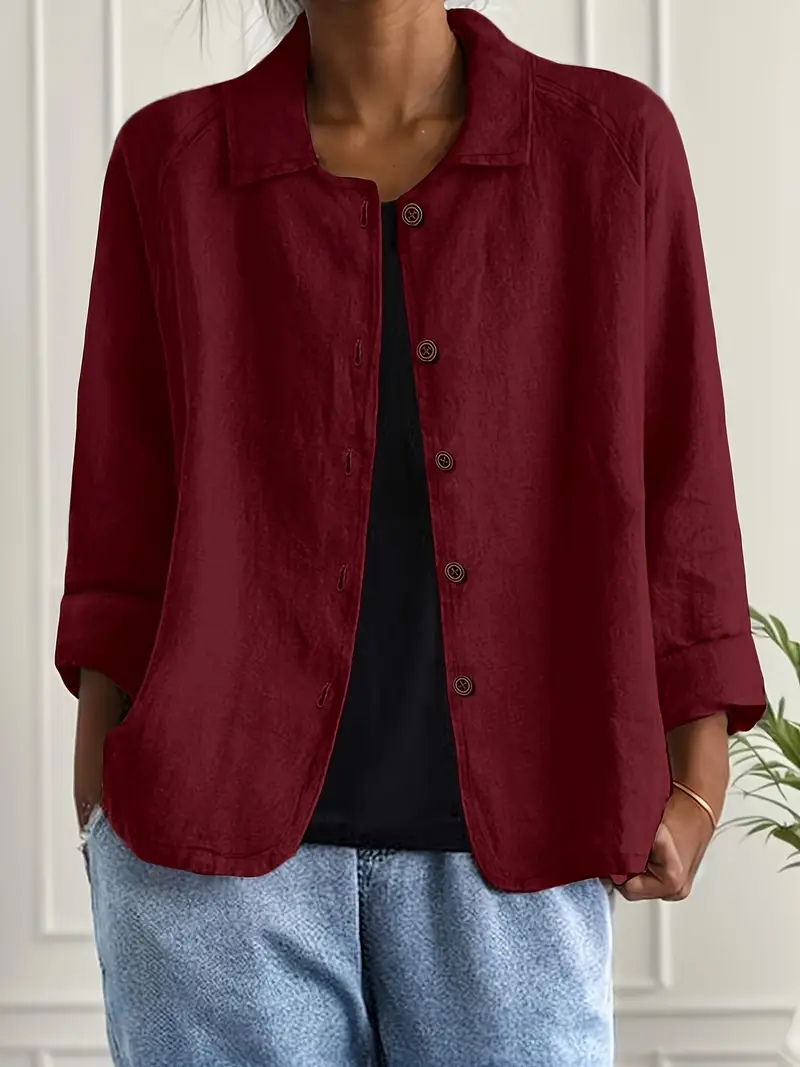 Thea | Women's Linen Button-Down Relaxed Shirt Jacket
