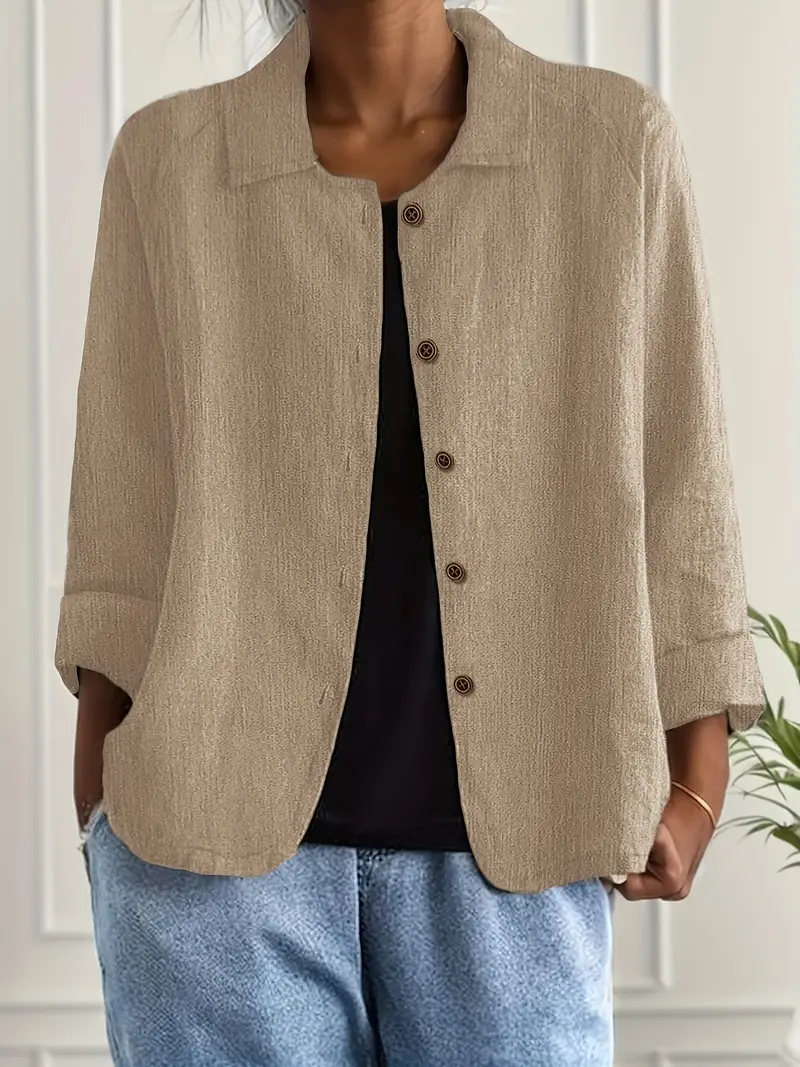 Thea | Women's Linen Button-Down Relaxed Shirt Jacket