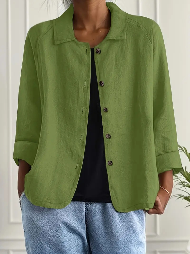 Thea | Women's Linen Button-Down Relaxed Shirt Jacket