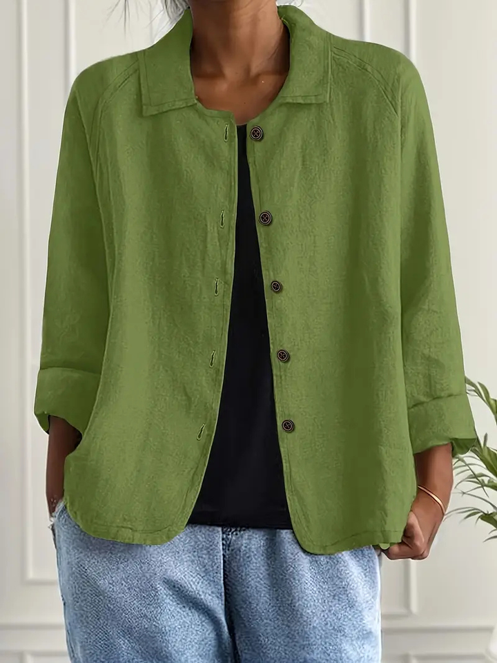 Thea | Women's Linen Button-Down Relaxed Shirt Jacket