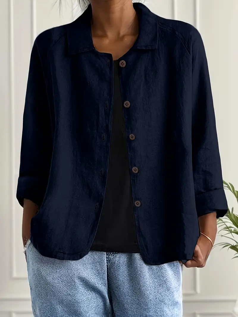 Thea | Women's Linen Button-Down Relaxed Shirt Jacket