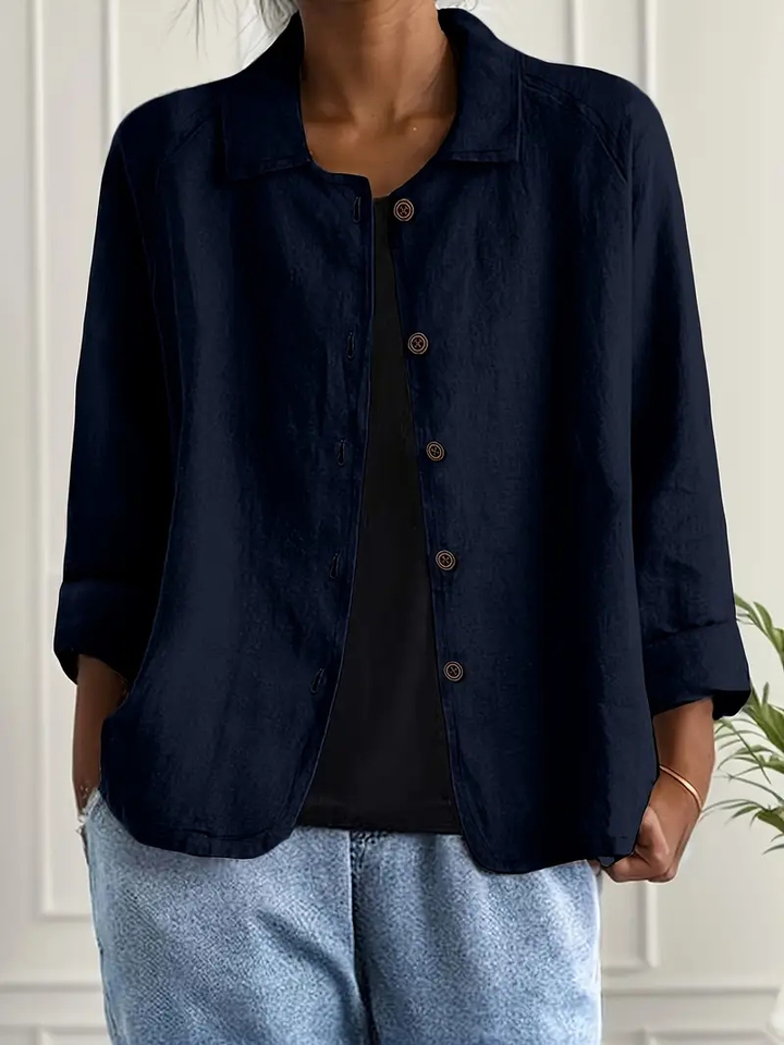 Thea | Women's Linen Button-Down Relaxed Shirt Jacket
