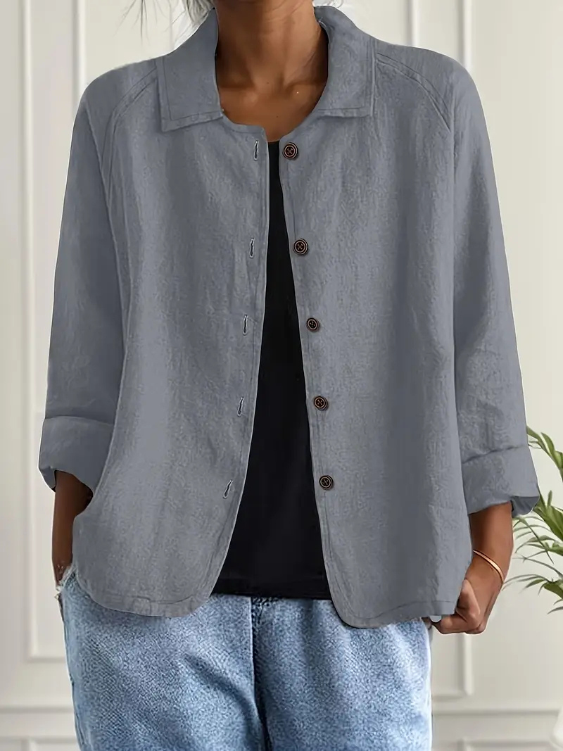 Thea | Women's Linen Button-Down Relaxed Shirt Jacket