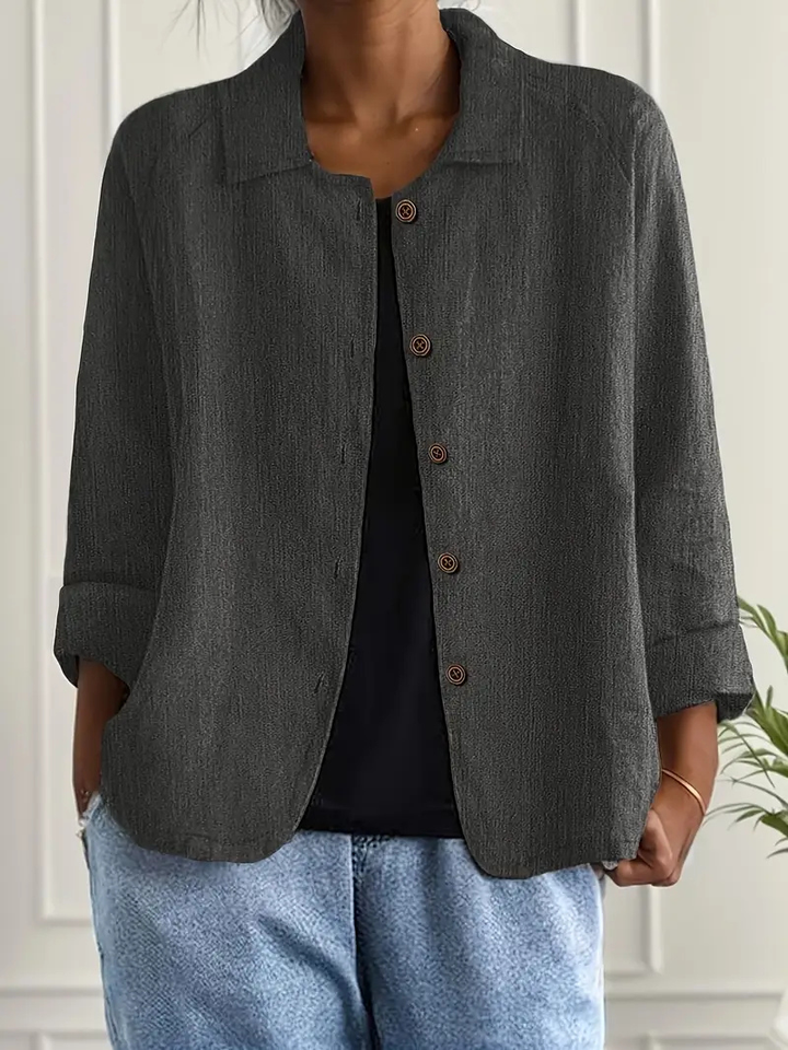 Thea | Women's Linen Button-Down Relaxed Shirt Jacket