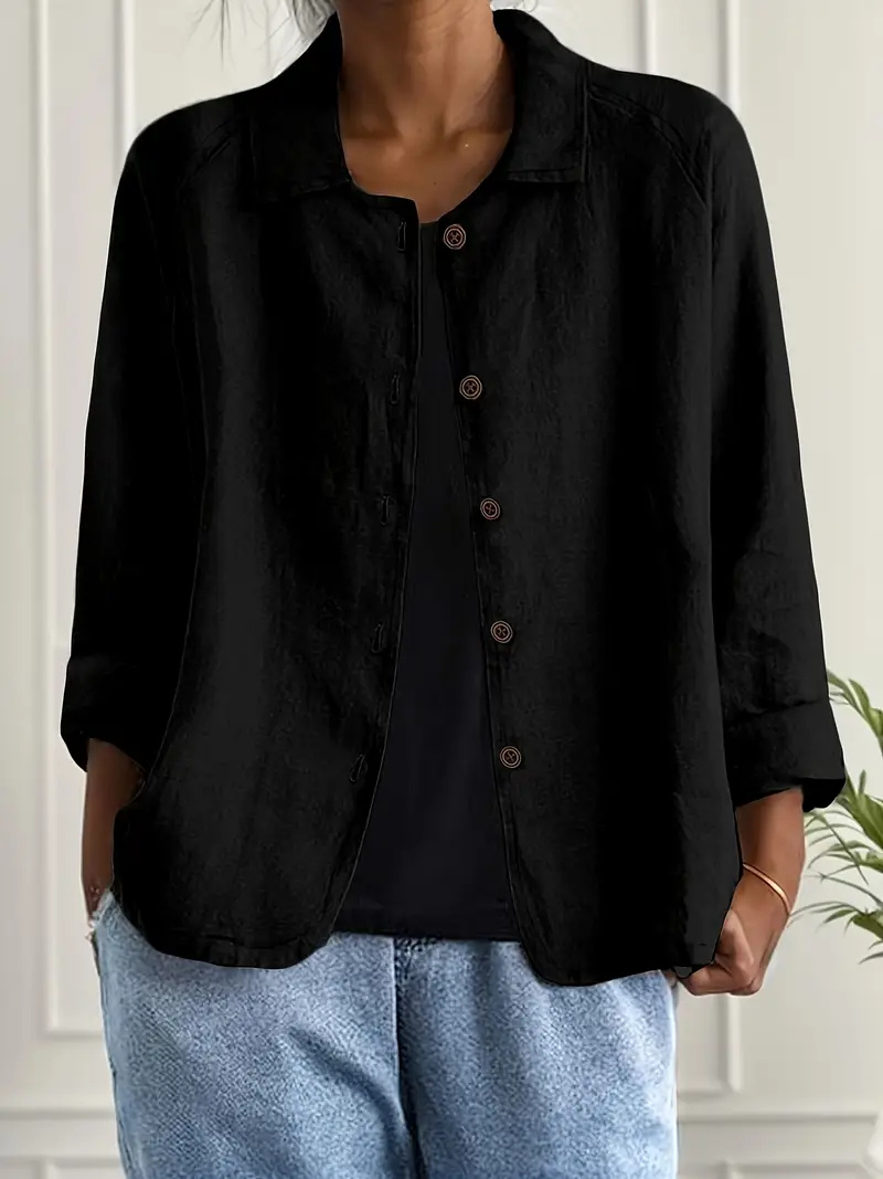 Thea | Women's Linen Button-Down Relaxed Shirt Jacket