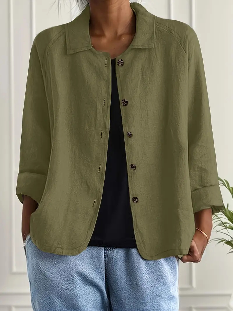 Thea | Women's Linen Button-Down Relaxed Shirt Jacket